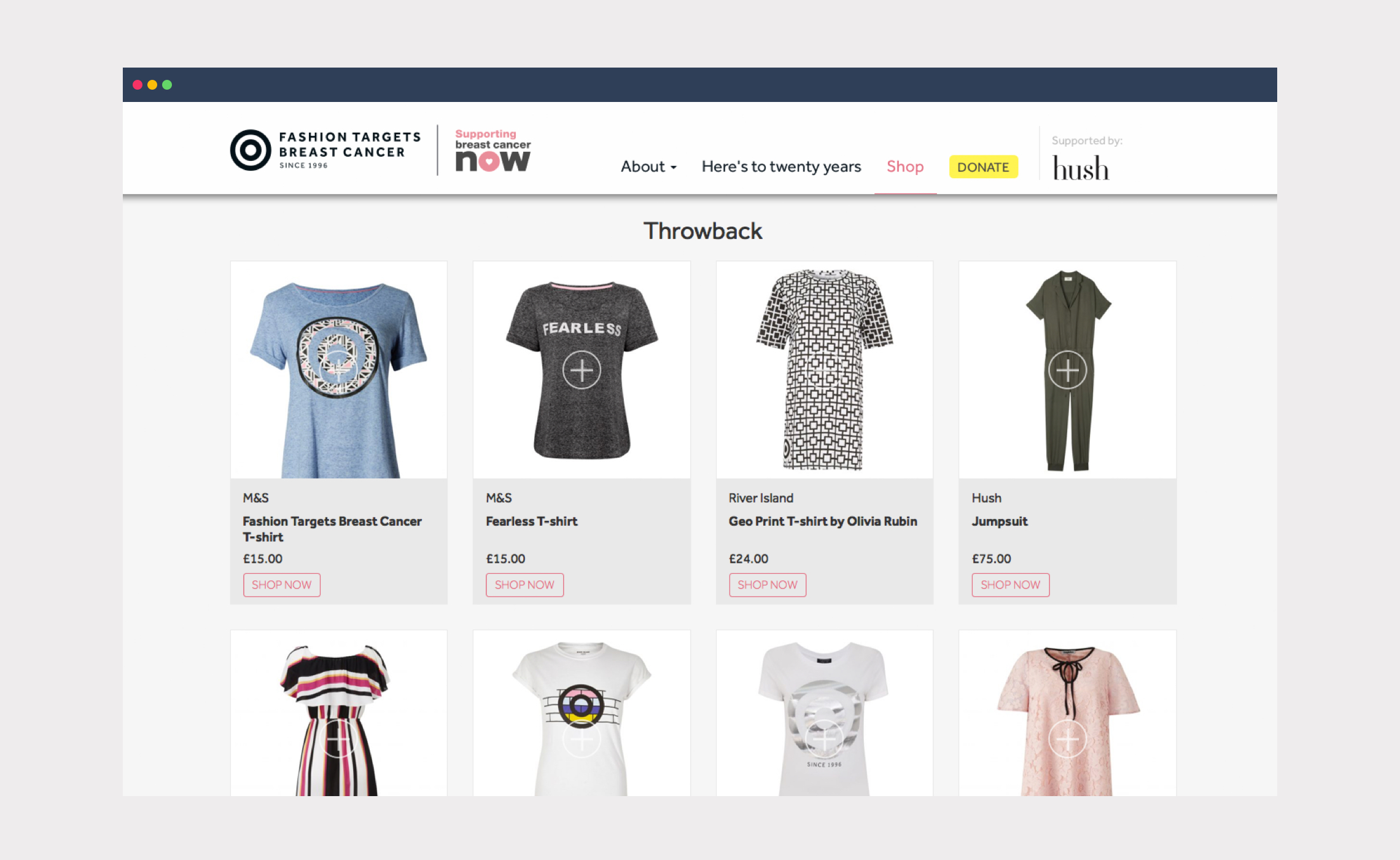 Fashion Targets Breast Cancer – website shop
